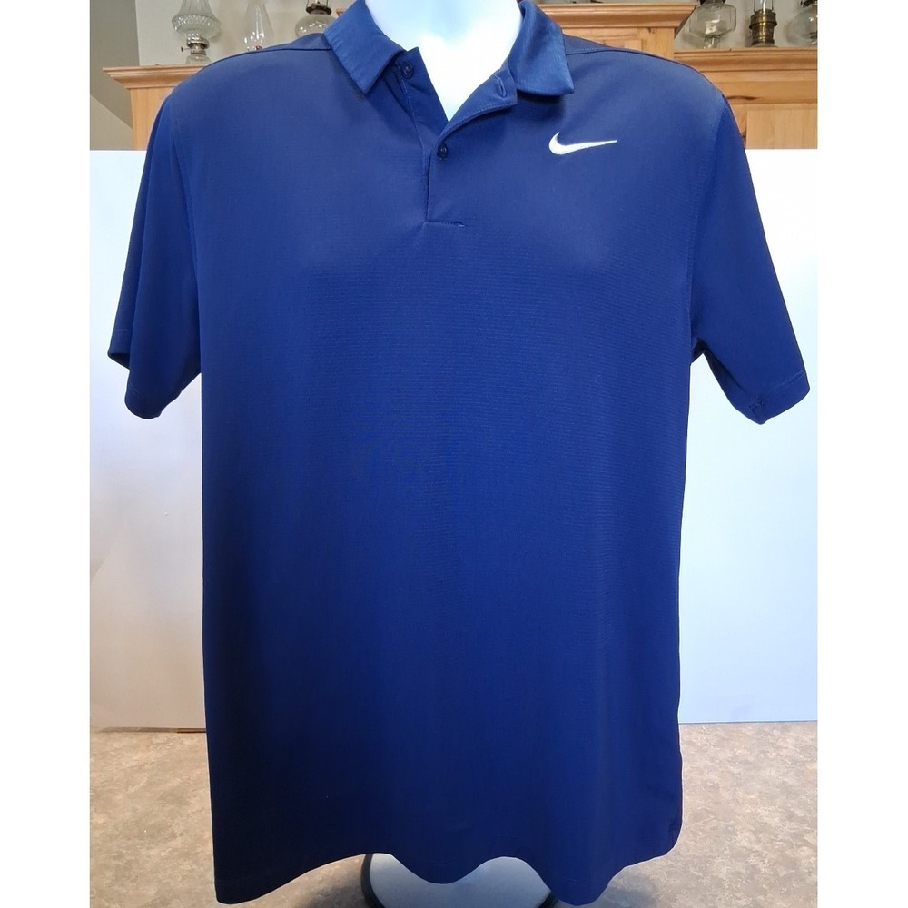 Nike Dri-FIT Mens Polo Shirt Solid Navy Blue Short Sleeve Medium Athletic